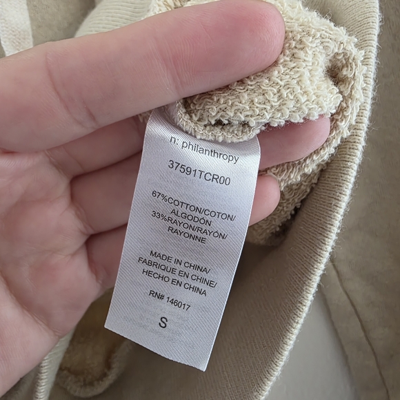 PHILANTHROPY Tan‎ Striped Pullover Sweatshirt Hoodie Long Sleeve Sz Small - Picture 6 of 7